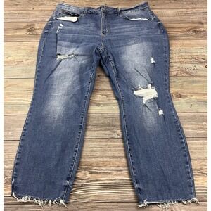 Judy Blue Jeans Size 22W Skinny Fit Distressed High Rise Raw Hem Stretch JB88286